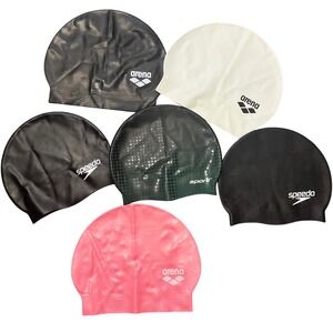 Speedo Arena Sporti Swim Cap Lot of 6 Silicone Latex Mixed Colors Training Gear